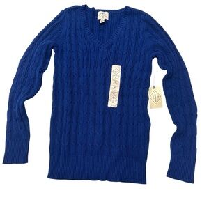 St. John's Bay Blue V-Neck Sweater Knit Collection